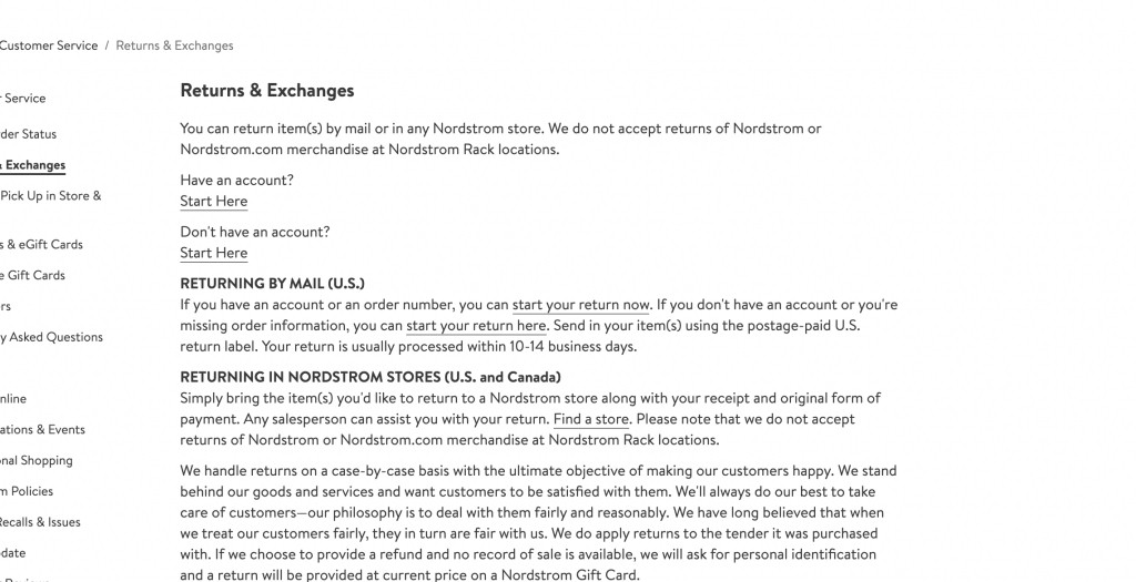 NordStrom Return Policy Online